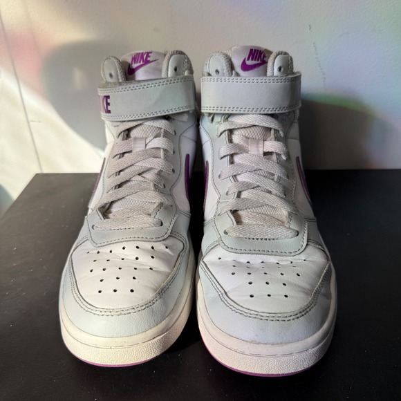 Nike Court Borough Mid 2 Sneakers Shoes Youth Size 5.5Y CD7782-009 White Purple - Picture 2 of 9